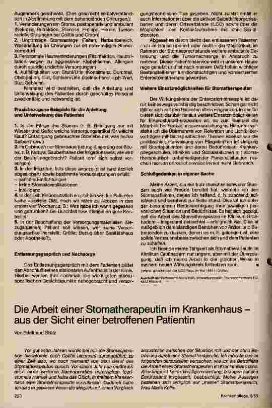 Vorschauseite 2: Die Arbeit des Stomatherapeuten