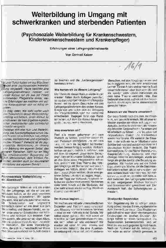 Vorschauseite 1: Weiterbildung im Umgang mit schwerkranken und sterbenden Patienten 2. Teil