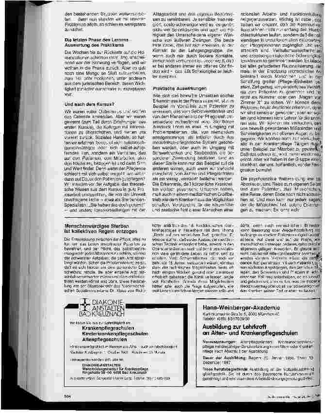 Vorschauseite 2: Weiterbildung im Umgang mit schwerkranken und sterbenden Patienten 2. Teil