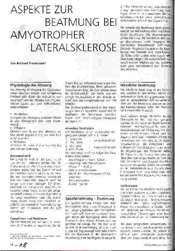 Vorschauseite 1: Aspekte zur Beatmung bei amytropher Lateralsklerose