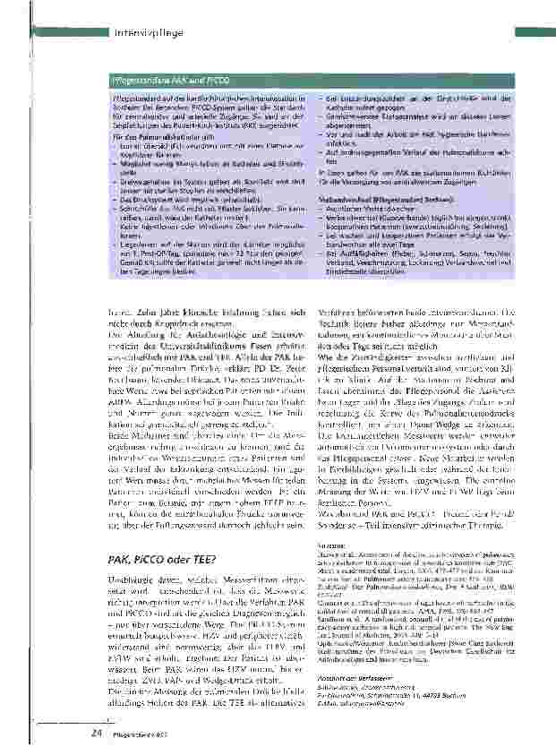 Vorschauseite 4: Pulmonaliskatheter und PiCCOFreund oder Feind?