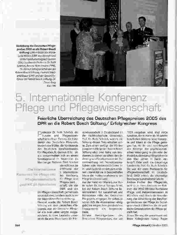 Vorschauseite 1: 5. Internationale Konferenz Pflege und Pflegewissenschaft