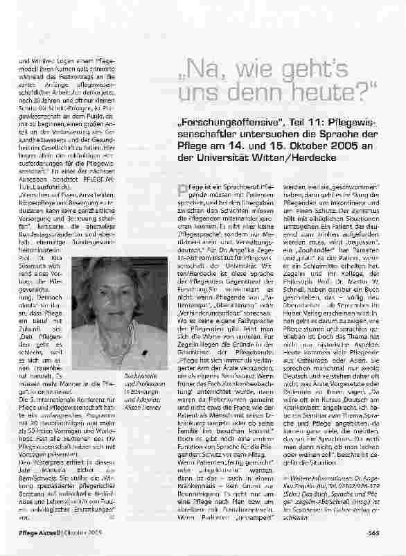 Vorschauseite 2: 5. Internationale Konferenz Pflege und Pflegewissenschaft