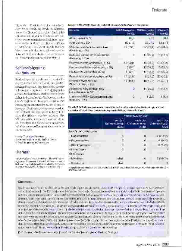 Vorschauseite 2: Kontamination von Stethoskopen und Arzthänden nach der körperlichen Untersuchung von Patienten