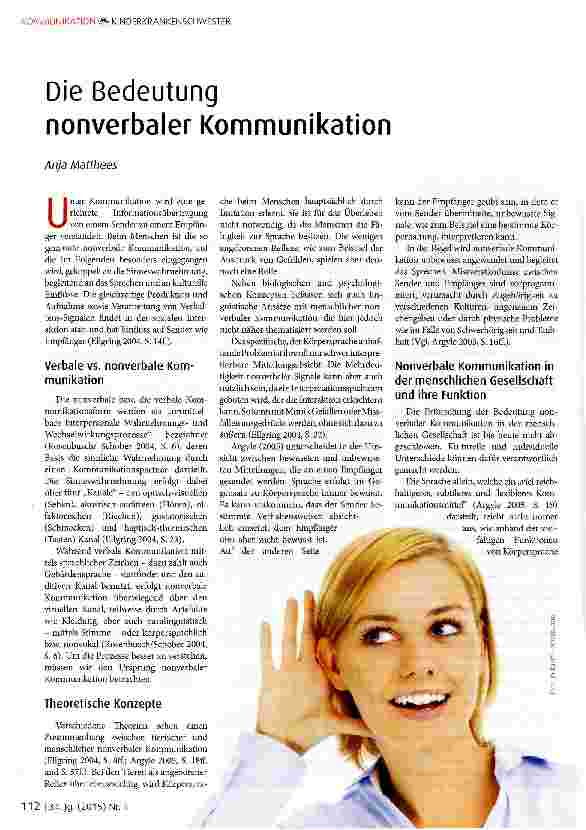 Vorschauseite 1: Die Bedeutung nonverbaler Kommunikation