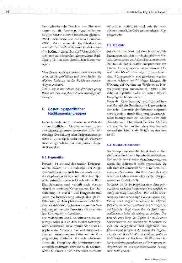 Vorschauseite 5: Besonderheiten der Pharmakodosierung bei adipösen Patienten