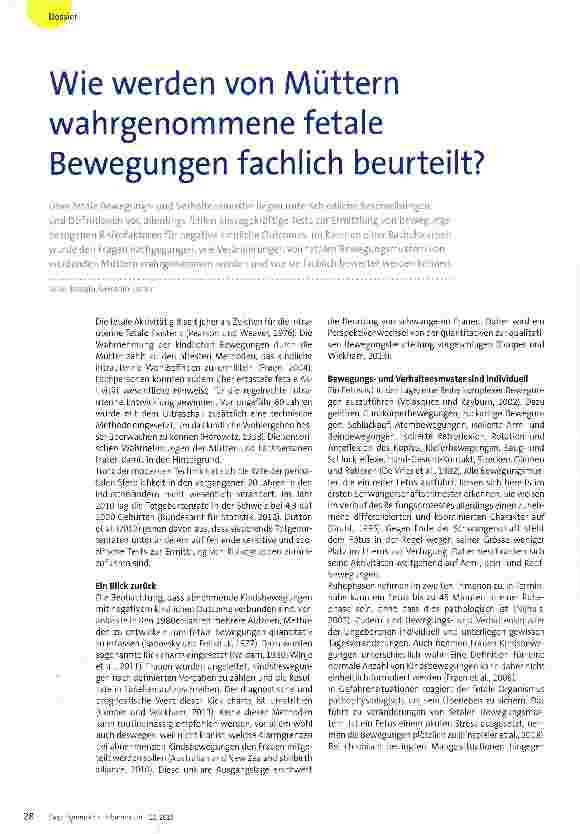 Vorschauseite 1: Wie werden von Müttern wahrgenommene fetale Bewegungen fachlich beurteilt?