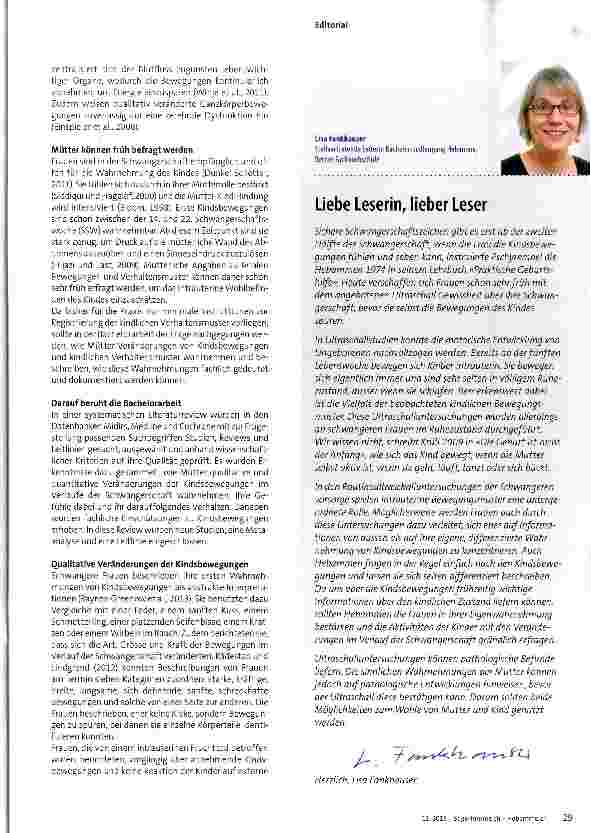 Vorschauseite 2: Wie werden von Müttern wahrgenommene fetale Bewegungen fachlich beurteilt?