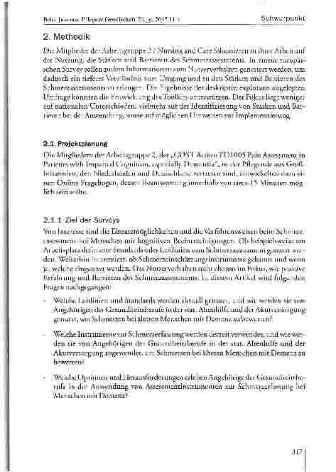 Vorschauseite 4: Schmerzassessment und Demenz -Deutschsprachige Ergebnisse eines europäischen Surveys