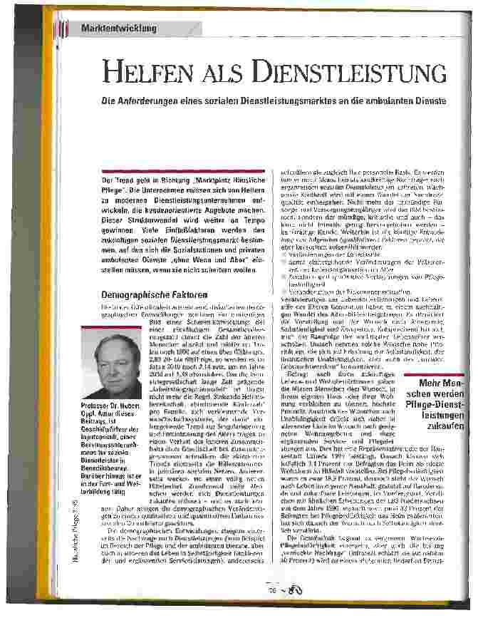Vorschauseite 1: Helfen als Dienstleistung Die Anforderungen eines sozialen Dienstleistungsmarktes an die ambulante Dienste