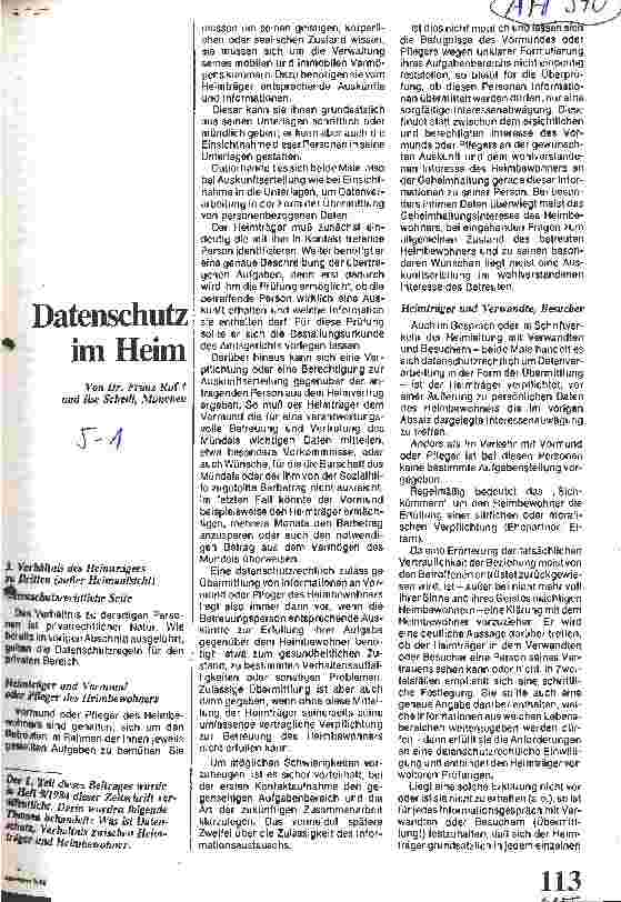 Vorschauseite 1: Datenschutz im Heim