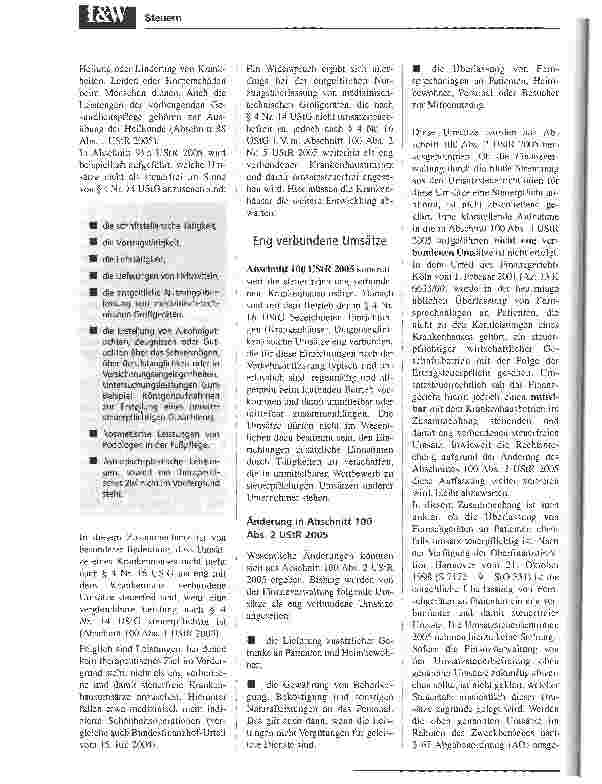 Vorschauseite 2: Umsatzsteuerrichtlinien 2005. Finanzielle und rechtliche Auswirkungen auf die Krankenhäuser