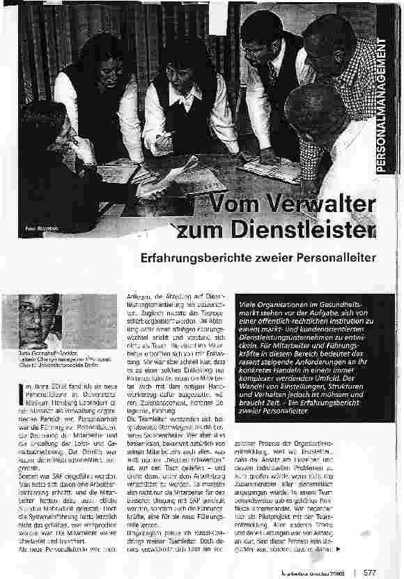 Vorschauseite 1: Vom Verwalter zum Dienstleister Erfahrungsberichte zweier Personalleiter