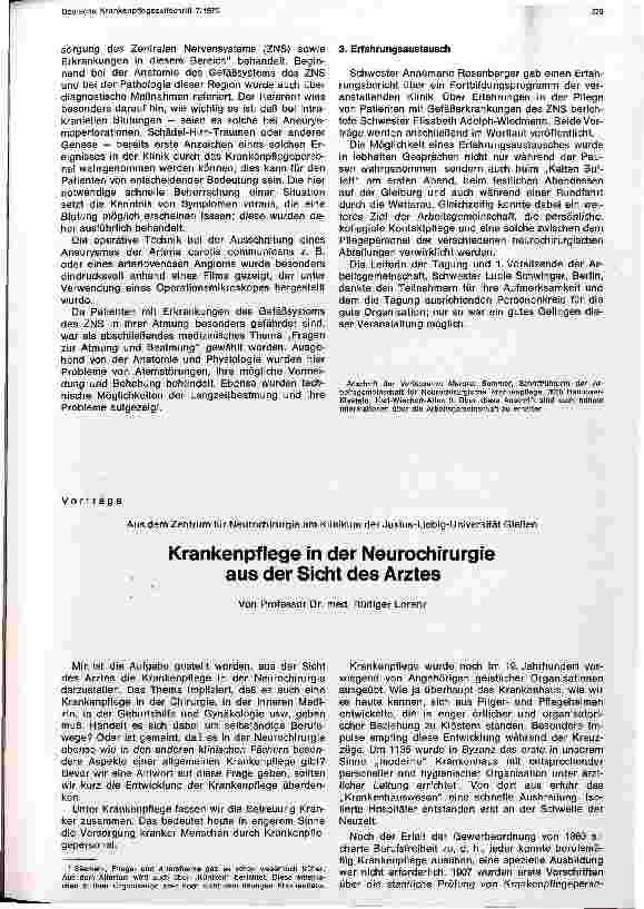 Vorschauseite 1: Krankenpflege in der Neurochirurgie aus der Sicht des Arztes