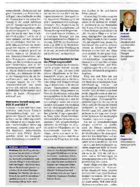 Vorschauseite 2: Steigende Nachfrage nach spezialisierter KrankenpflegeHomecare - der Wachstumsmarkt für Pflegedienste