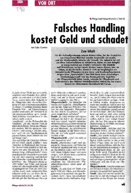 Vorschauseite 1: Falsches Handling kostet Geld und schadet der Umwelt Pflege und Umweltschutz Teil 4