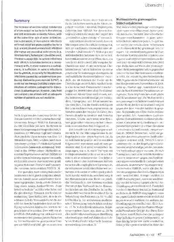 Vorschauseite 2: Antiinfektive Therapie von Infektionen mit multiresistenten gramnegativen Erregern (MRGN)