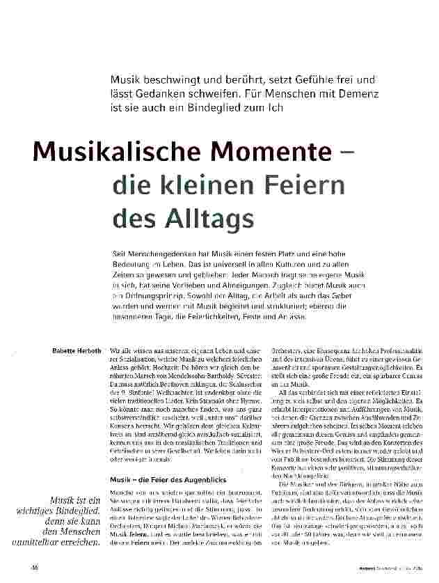 Vorschauseite 1: Musikalische Momente - die kleinen Feiern des Alltaas
