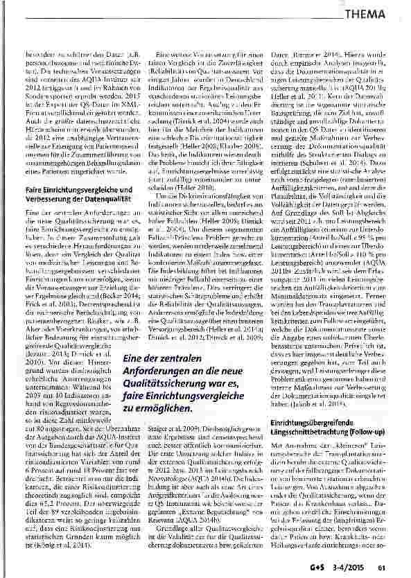 Vorschauseite 3: Sektorenübergreifende Qualitätssicherung: Eine erste Bilanz