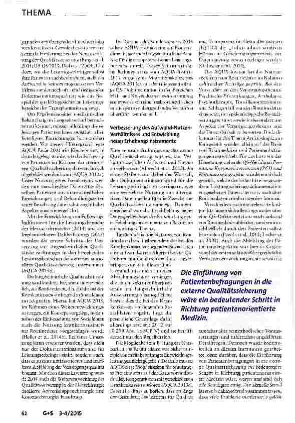 Vorschauseite 4: Sektorenübergreifende Qualitätssicherung: Eine erste Bilanz