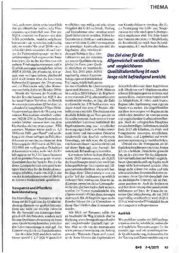 Vorschauseite 5: Sektorenübergreifende Qualitätssicherung: Eine erste Bilanz