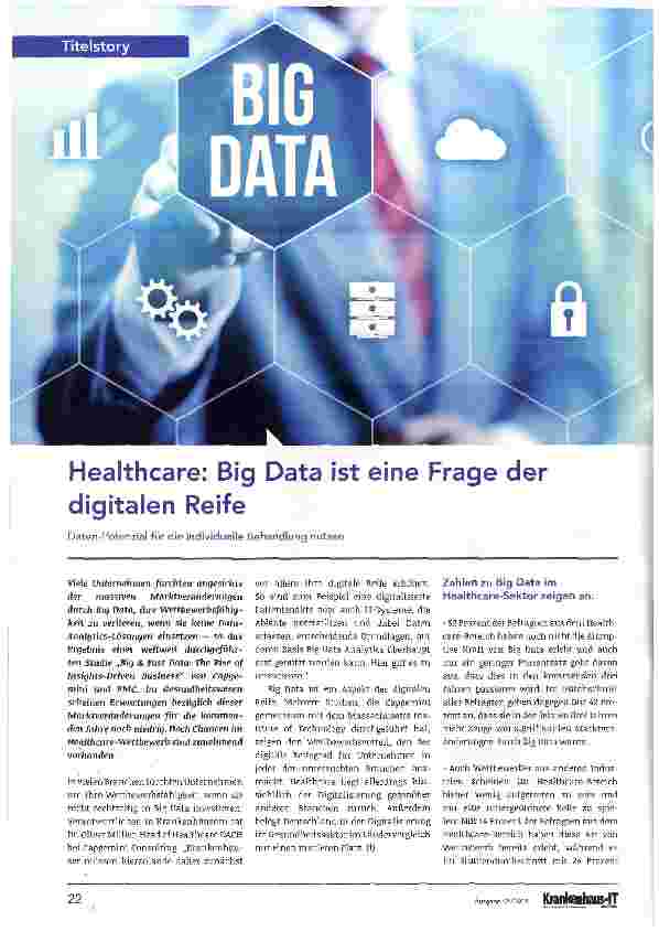 Vorschauseite 1: Healthcare: Big Data ist eine Frage der digitalen Reife