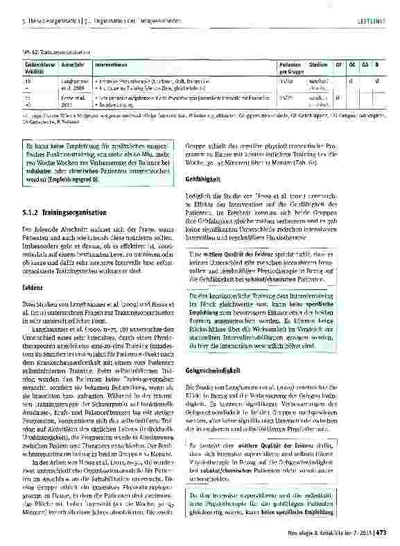 Vorschauseite 4: Organisation der Therapieeinheiten
