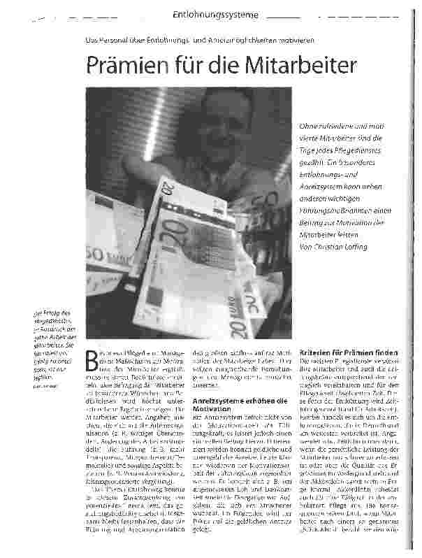 Vorschauseite 1: Das Personal über Entlohnungsund Anreizmöglichkeiten motivierenPrämien für die Mitarbeiter