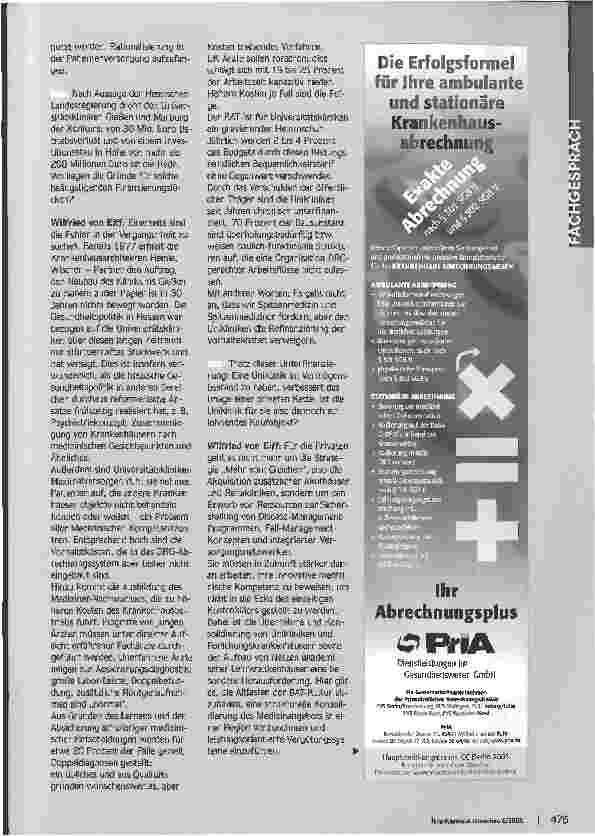 Vorschauseite 2: Privatisierung von Unikliniken kein Königsweg