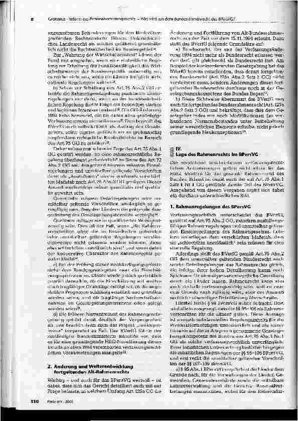 Vorschauseite 3: Reform des Personalvertretungsrechts: Juniorprofessoren, Studiengebühren, AStA und der Personalrat - oder: Was wird aus dem Bundesrahmenrecht des BPersVG?
