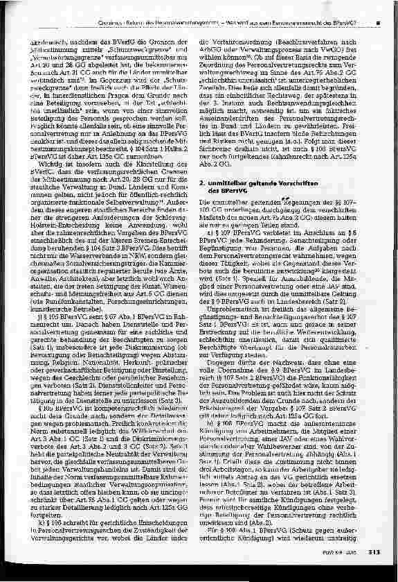Vorschauseite 6: Reform des Personalvertretungsrechts: Juniorprofessoren, Studiengebühren, AStA und der Personalrat - oder: Was wird aus dem Bundesrahmenrecht des BPersVG?