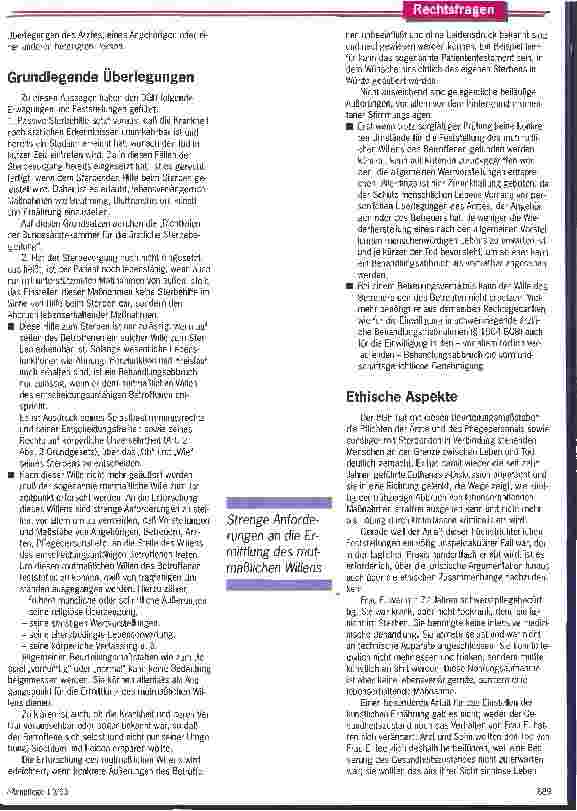 Vorschauseite 2: Hilfe beim Sterben - Hilfe zum Sterben Ein BGH-Urteil zur laufenden Euthanasie-Debatte
