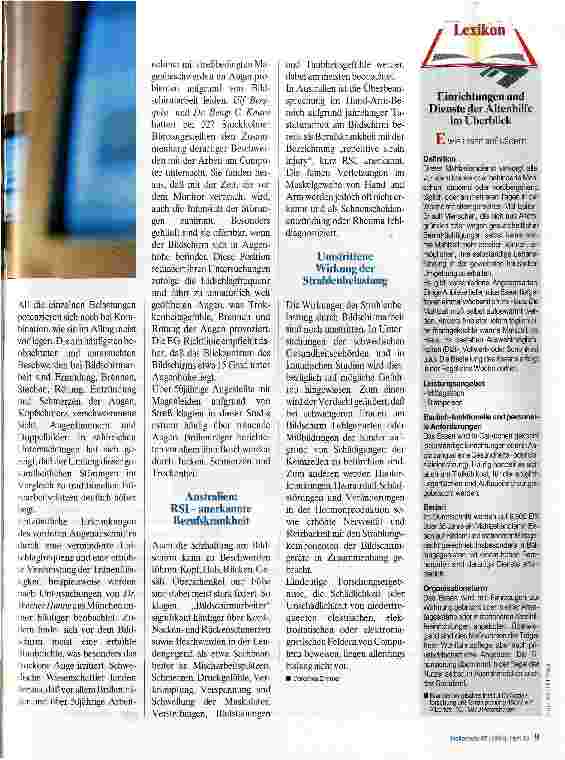 Vorschauseite 2: Gefahren durch Bildschirmarbeit? Richtlinie blieb vorerst Papier