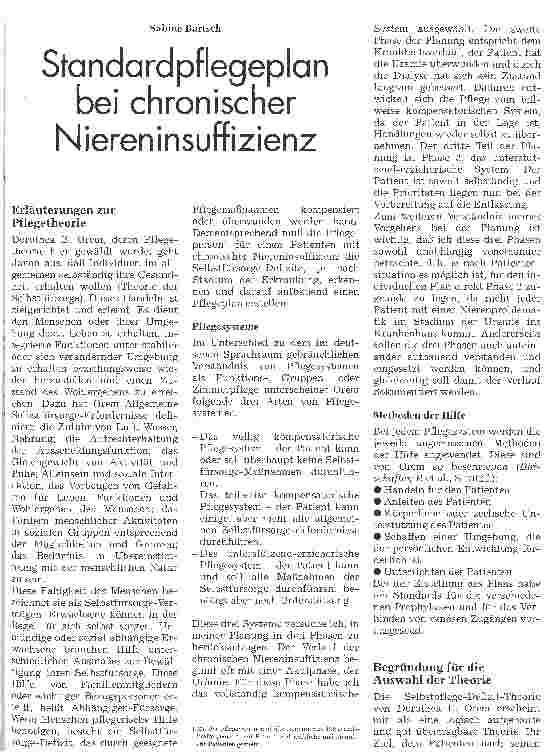 Vorschauseite 1: Standardpflegeplan bei chronischer Niereninsuffizienz