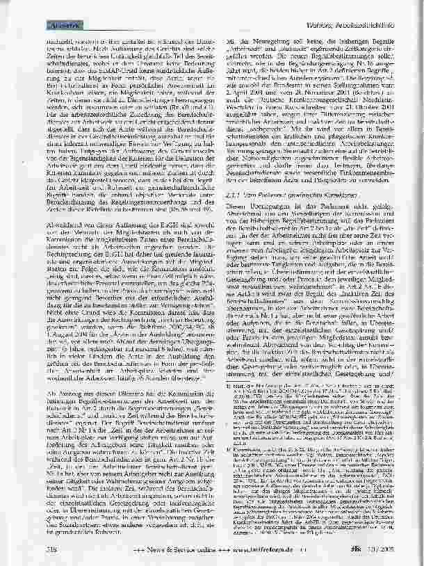 Vorschauseite 4: Die Arbeitszeitrichtlinie (Richtlinie 2003/88/EG) im Meinungsstreit zwischen Kommission und Parlament - Eine Zwischenbilanz