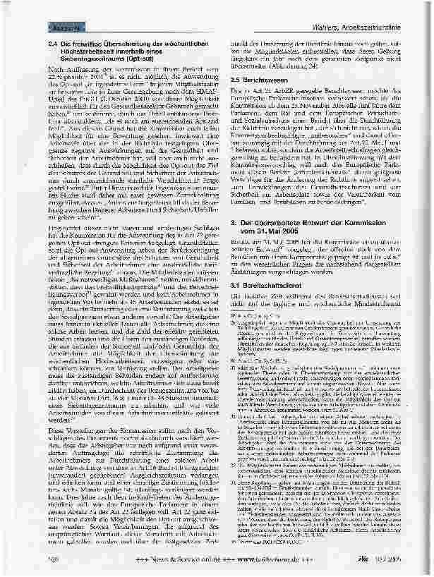 Vorschauseite 6: Die Arbeitszeitrichtlinie (Richtlinie 2003/88/EG) im Meinungsstreit zwischen Kommission und Parlament - Eine Zwischenbilanz