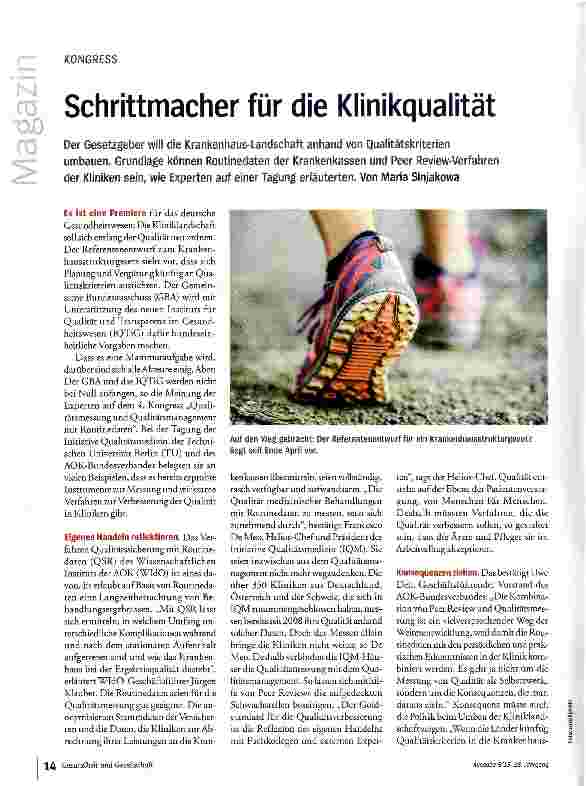 Vorschauseite 1: Schrittmacher für die Klinikqualität