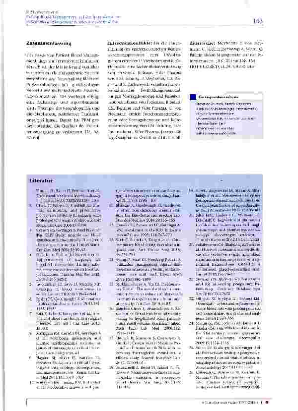Vorschauseite 6: Patient Blood Management auf der Intensivstation