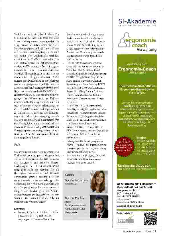 Vorschauseite 4: Arbeitsschutzgesetz Beurteilung psychischer Belastungen im Betrieb