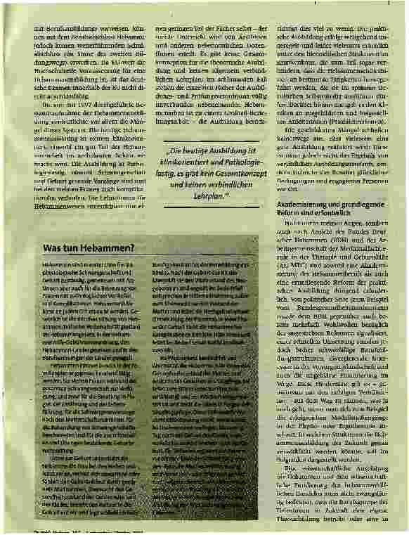 Vorschauseite 2: Hebammenausbildung an die Fachhochschulen!Ein Plädoyer für die Akademisierung