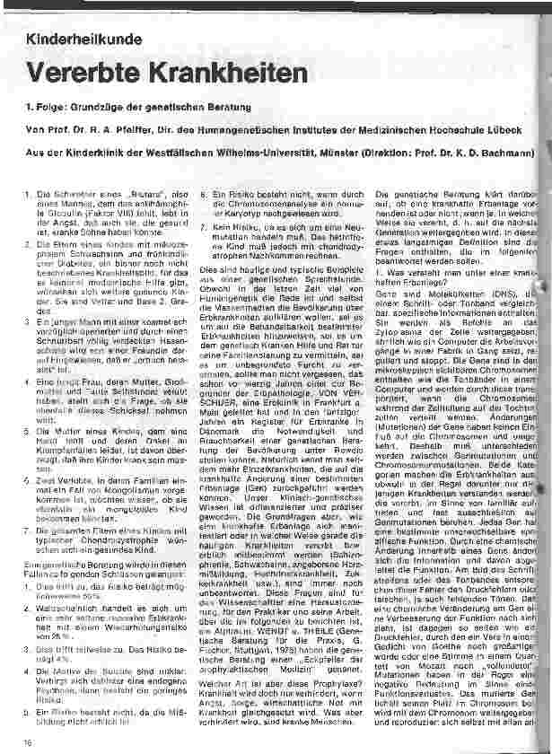 Vorschauseite 1: Kinderheilkunde - Vererbte Krankheiten 1.Folge: Grundzüge der genetischen Beratung