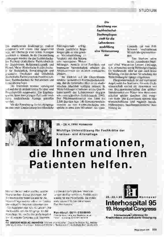 Vorschauseite 2: Lösung oder Scheinlösung? Zur Ausbildungssituation von Lehrerinnen in der Pflege