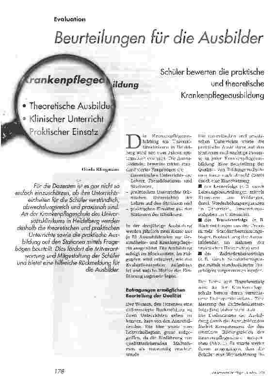 Vorschauseite 1: Beurteilungen für die AusbilderEvaluation