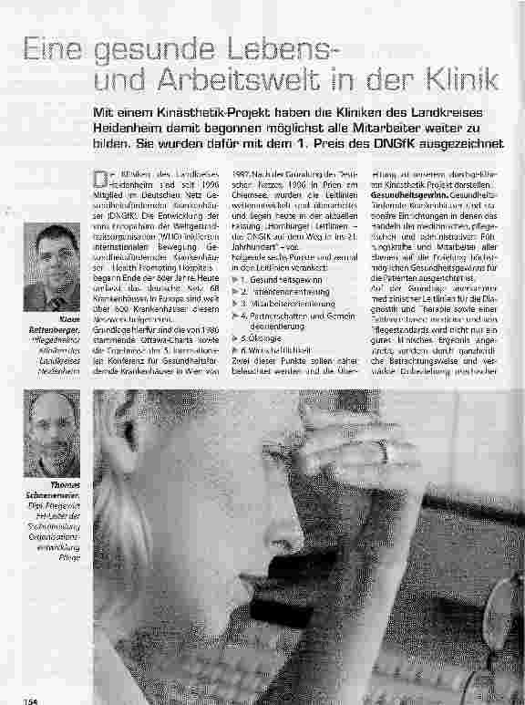 Vorschauseite 1: Eine gesunde Lebensund Arbeitswelt in der Klinik