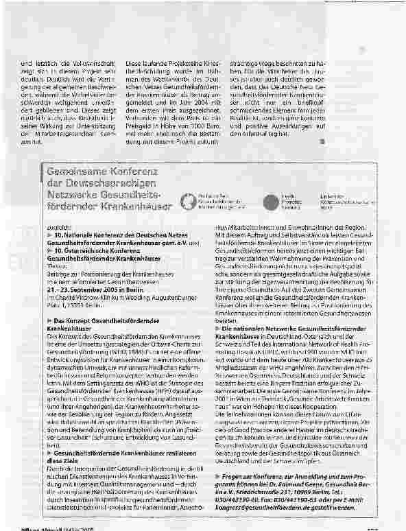 Vorschauseite 4: Eine gesunde Lebensund Arbeitswelt in der Klinik