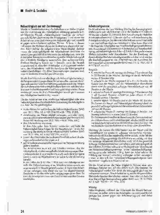 Vorschauseite 3: Nebentätigkeitsgenehmigung - unter welchen Bedingungen kann der Arbeitgeber diese verweigern und wann nicht?