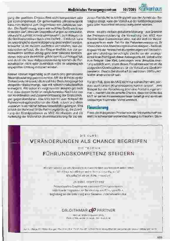 Vorschauseite 5: Wann lohnt sich ein MVZ?Konzeption des Gesetzgebers und betriebswirtschaftliche Implikationen aus Sicht der Krankenhäuser