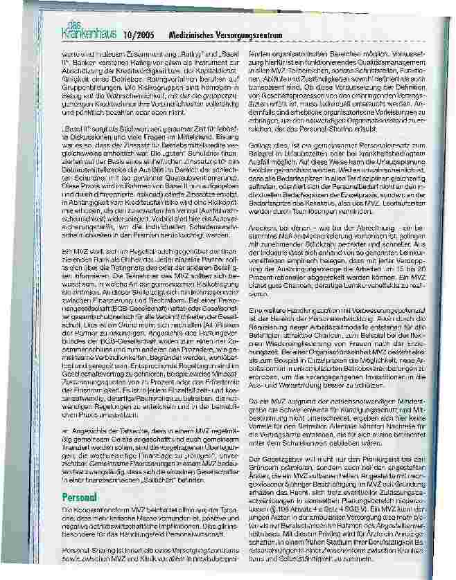 Vorschauseite 6: Wann lohnt sich ein MVZ?Konzeption des Gesetzgebers und betriebswirtschaftliche Implikationen aus Sicht der Krankenhäuser