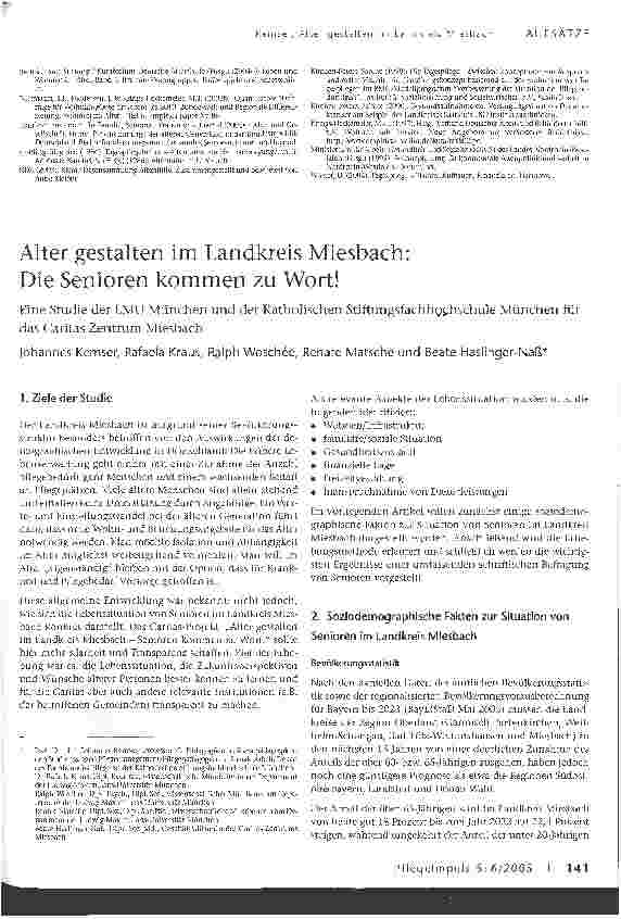 Vorschauseite 1: Alter gestalten im Landkreis Miesbach: Die Senioren kommen zu Wort! Eine Studie der LMU München und der Katholischen Stiftungsfachhochschule München für das Caritas Zentrum Miesba…