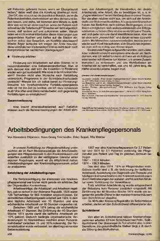 Vorschauseite 1: Arbeitsbedingungen des Krankenpflegepersonals